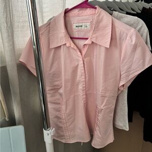 Hollister pink cinched waist button down
